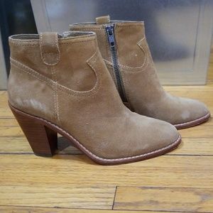 Women's Tan Suede Ankle Booties